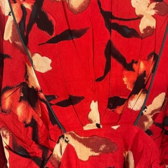 Band of the Free Red The High Priestess Floral Batwing Blouse Women Sz M - Picture 7 of 10